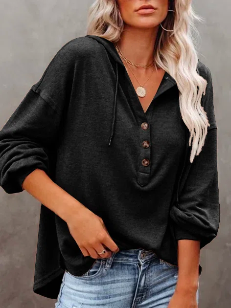 Leslie | Basic Style Sweatshirt mit Knöpfen